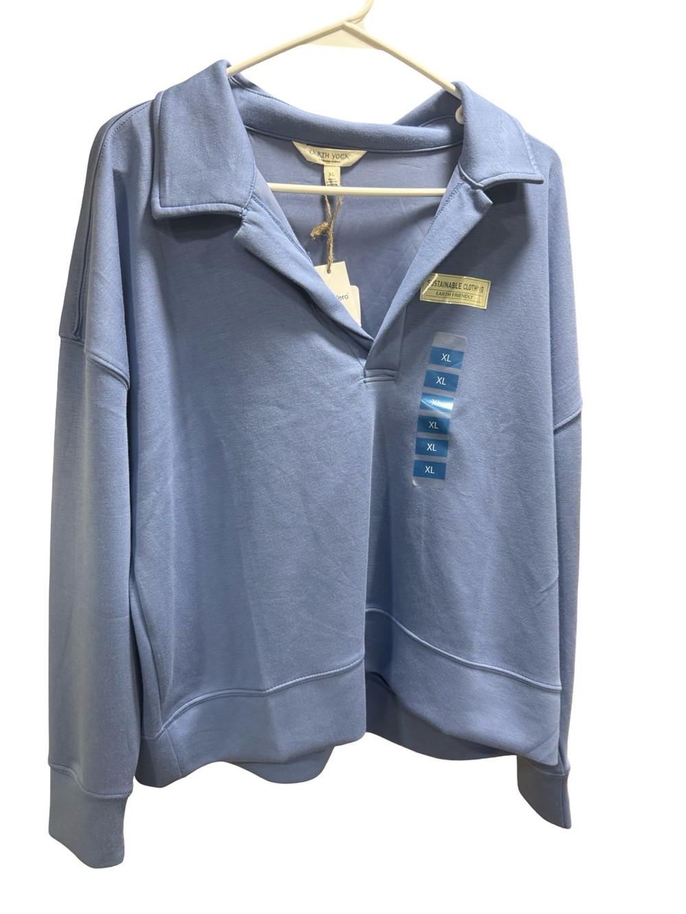 Earth Yoga Light Blue Pullover Collar Sweatshirt